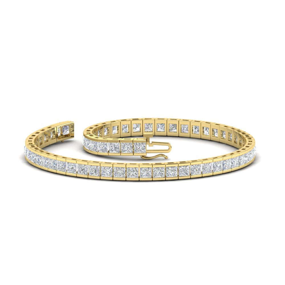 6.00 CTW Created Moissanite Princess Cut Half Bezel Tennis Bracelet in 14K Gold Over Sterling-4