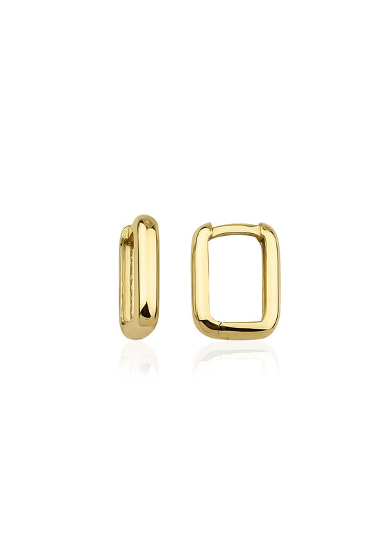 14ct Gold Thick U Shape Huggie Hoop Earrings-0