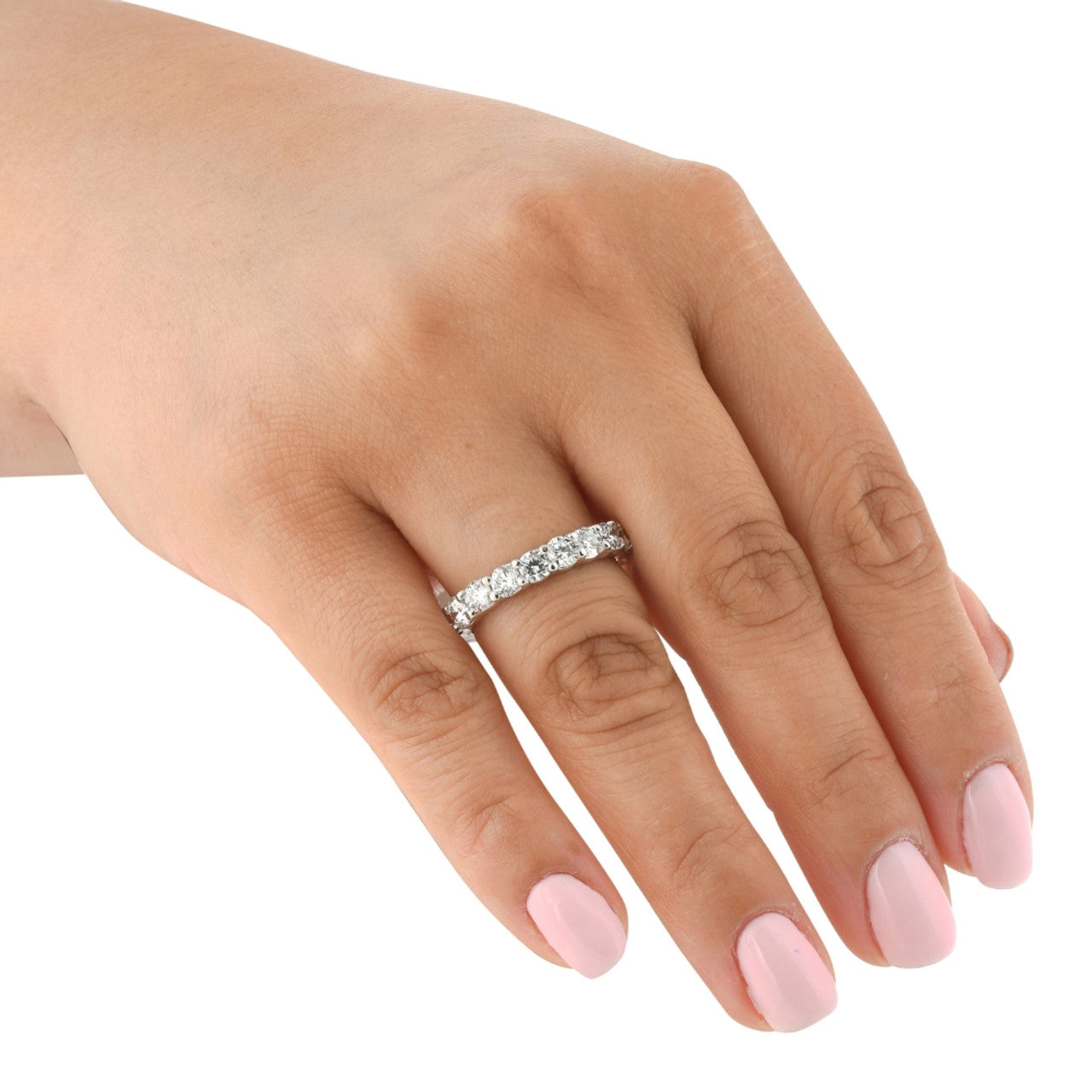 AGI Certified 2 CTW Round Lab Grown Diamond Eternity Band in 14K White Gold (F-VS)-3