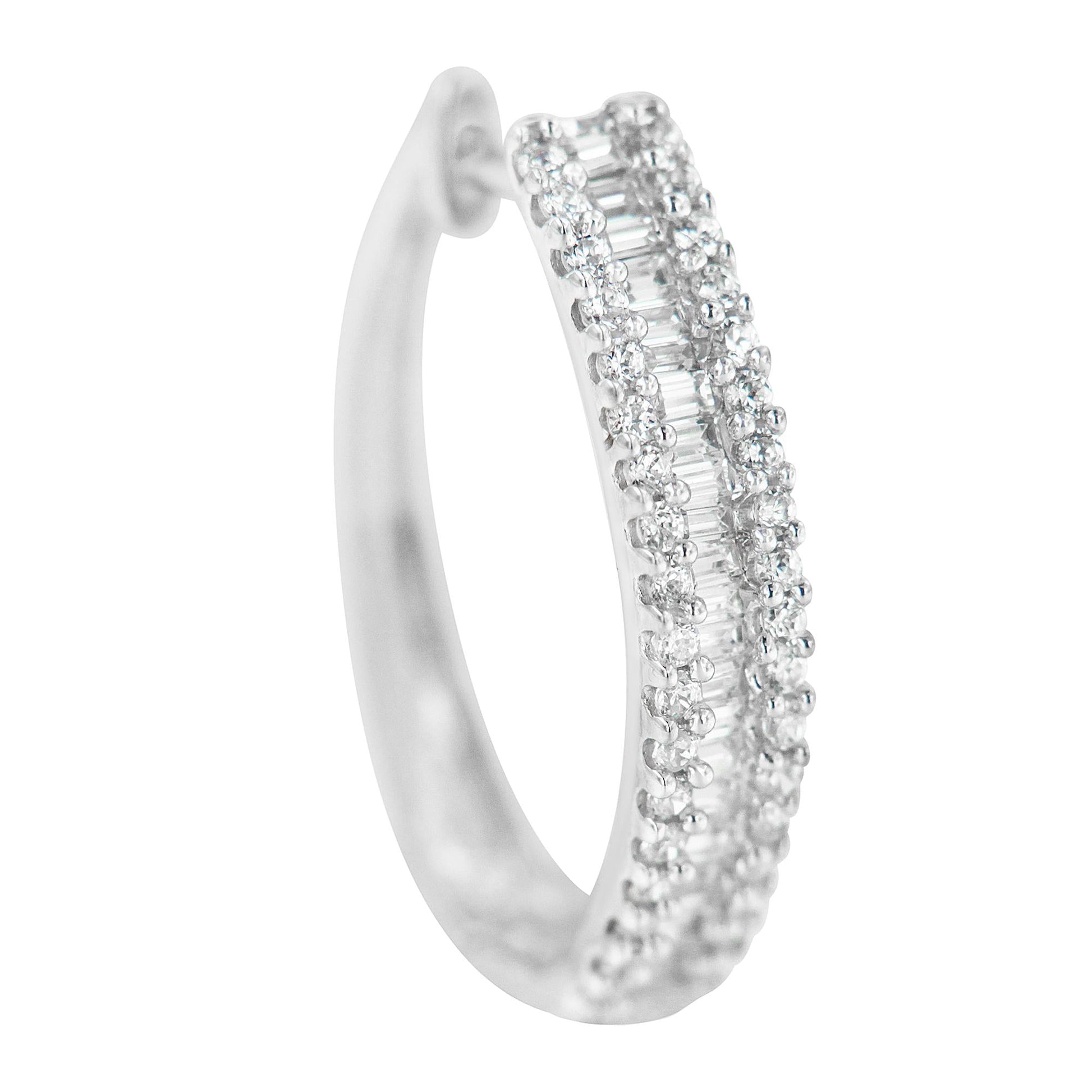 10K White Gold Diamond Hoop Earrings (3/4 cttw, I-J Color, I2-I3 Clarity)-3