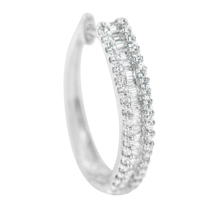 10K White Gold Diamond Hoop Earrings (3/4 cttw, I-J Color, I2-I3 Clarity)-3