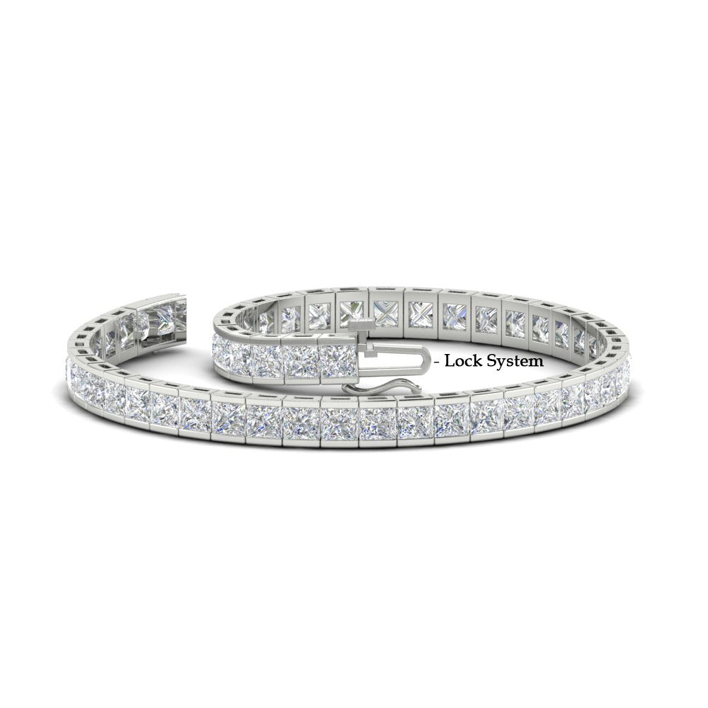 6.00 CTW Created Moissanite Princess Cut Half Bezel Tennis Bracelet in 14K Gold Over Sterling-1
