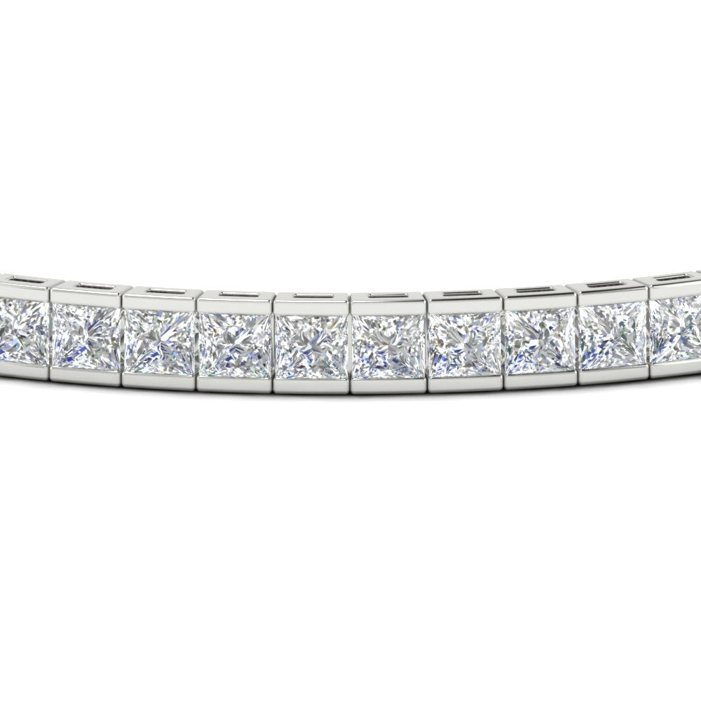 6.00 CTW Created Moissanite Princess Cut Half Bezel Tennis Bracelet in 14K Gold Over Sterling-2