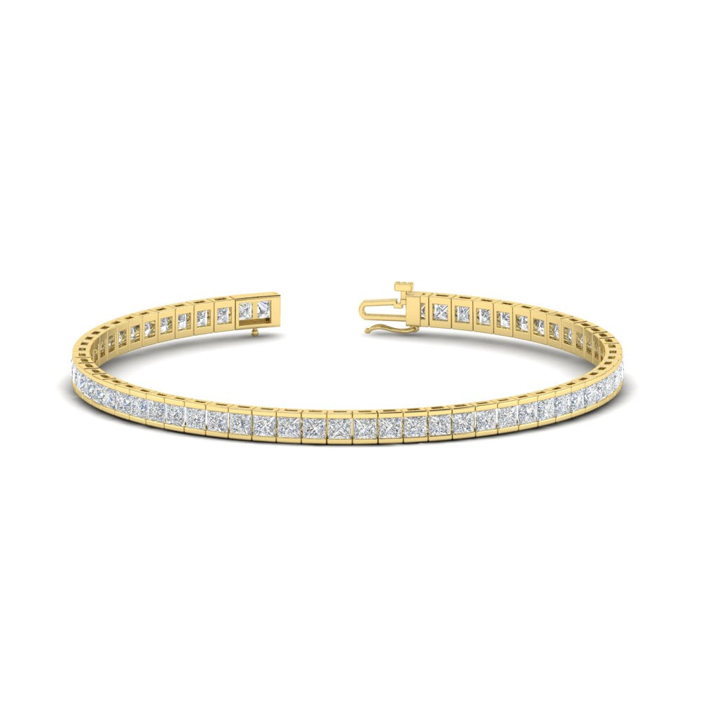 6.00 CTW Created Moissanite Princess Cut Half Bezel Tennis Bracelet in 14K Gold Over Sterling-3