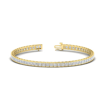 6.00 CTW Created Moissanite Princess Cut Half Bezel Tennis Bracelet in 14K Gold Over Sterling-3
