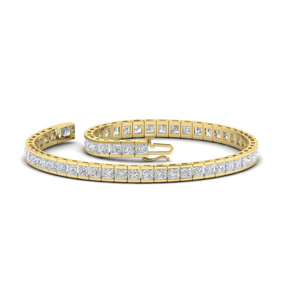 6.00 CTW Created Moissanite Princess Cut Half Bezel Tennis Bracelet in 14K Gold Over Sterling-4